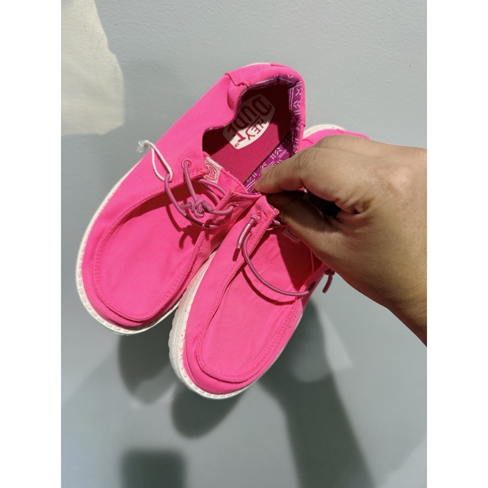 Hey Dude YOUTH Wendy Jersey Size Y2 Pink Canvas Slip On Loafer Y